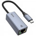 Переходник Hoco UA37 Portable Type-C to RJ45 1000 Mbs (0.15m) (Metal gray)