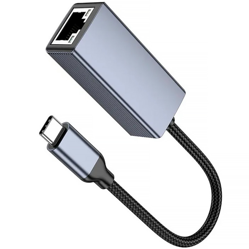 Заказать Переходник Hoco UA37 Portable Type-C to RJ45 1000 Mbs (0.15m) (Metal gray) на vchehle.ua