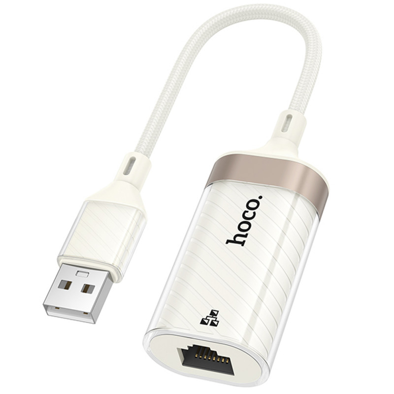 Перехідник Hoco UA41 Crystal USB to RJ45 100 Mbs (0.15m) (Apricot)