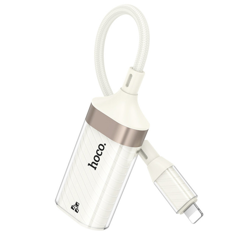 Фото Перехідник Hoco UA41A Crystal Lightning to RJ45 100 Mbs (0.15m) (Apricot) на vchehle.ua