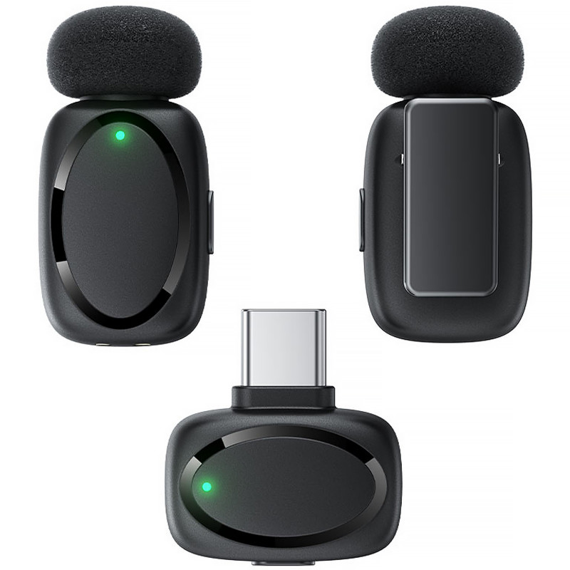 Фото Петличний бездротовий мікрофон Acefast R2 Dual-mic Type-C (Black) в маназині vchehle.ua
