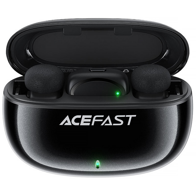 Петличний бездротовий мікрофон Acefast R2 Dual-mic Type-C (Black) в магазині vchehle.ua