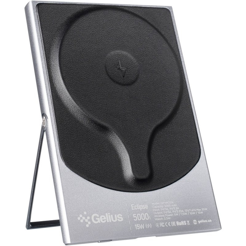 Фото Power Bank Gelius 5000 mAh Eclipse Magnetic Wireless Charge GP-WC014 15W з БЗП (Black) на vchehle.ua