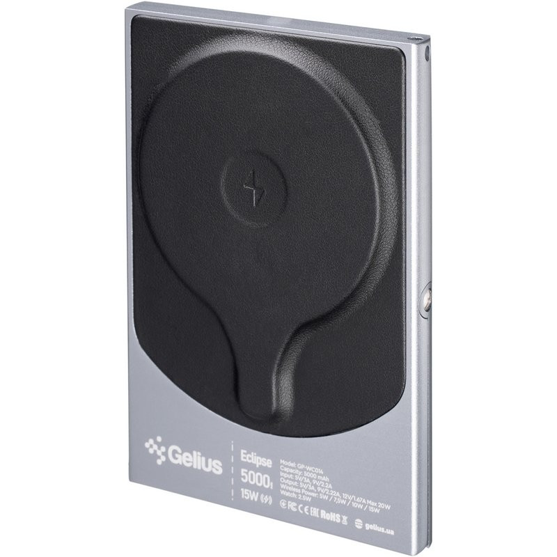 Power Bank Gelius 5000 mAh Eclipse Magnetic Wireless Charge GP-WC014 15W з БЗП (Black) в магазині vchehle.ua