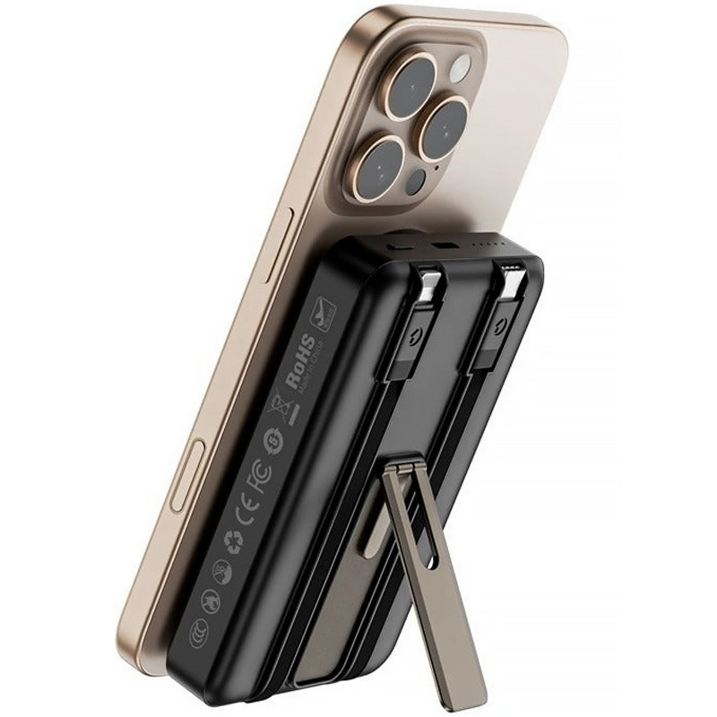 Купить Power Bank WIWU 10000 mAh Wi-P056 22.5W+PD20W с БЗУ+iWatch with cable (Black) на vchehle.ua