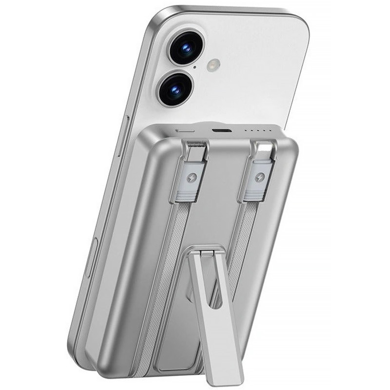 Фото Power Bank WIWU 10000 mAh Wi-P056 22.5W+PD20W с БЗУ+iWatch with cable (Silver) в магазине vchehle.ua