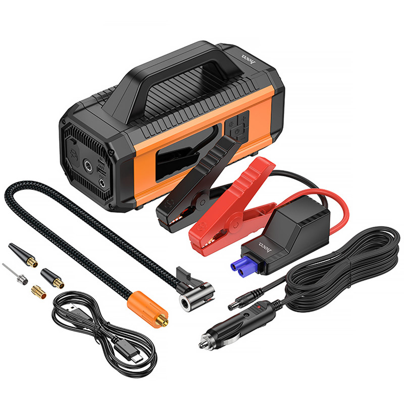 Пусковое устройство + насос для автомобиля Hoco QS4 Intelligent Starter and Air Pump 10000 mAh (Black)