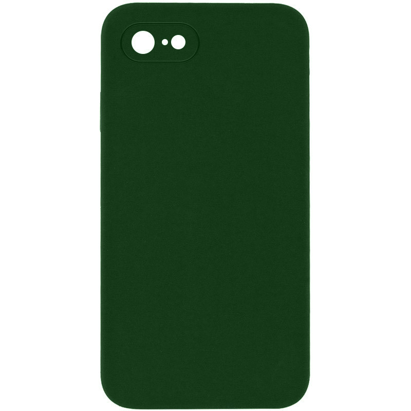 Silicone Case Square Full Camera Protective (AA) NOLOGO на Apple iPhone 7 / 8 / SE (2020) (4.7") (Зелений / Army green)