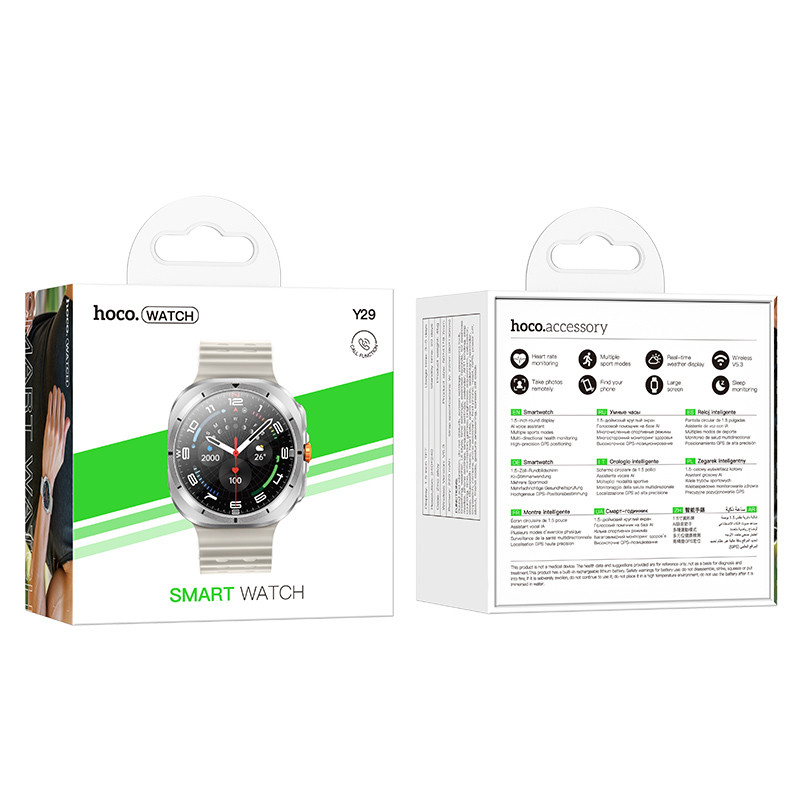 Смарт-годинник Hoco Y29 Smart sports watch (call version) (Silver) в магазині vchehle.ua