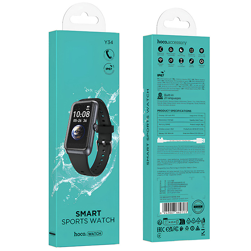 Смарт-часы Hoco Y34 Smart sports watch (call version) (Black) в магазине vchehle.ua
