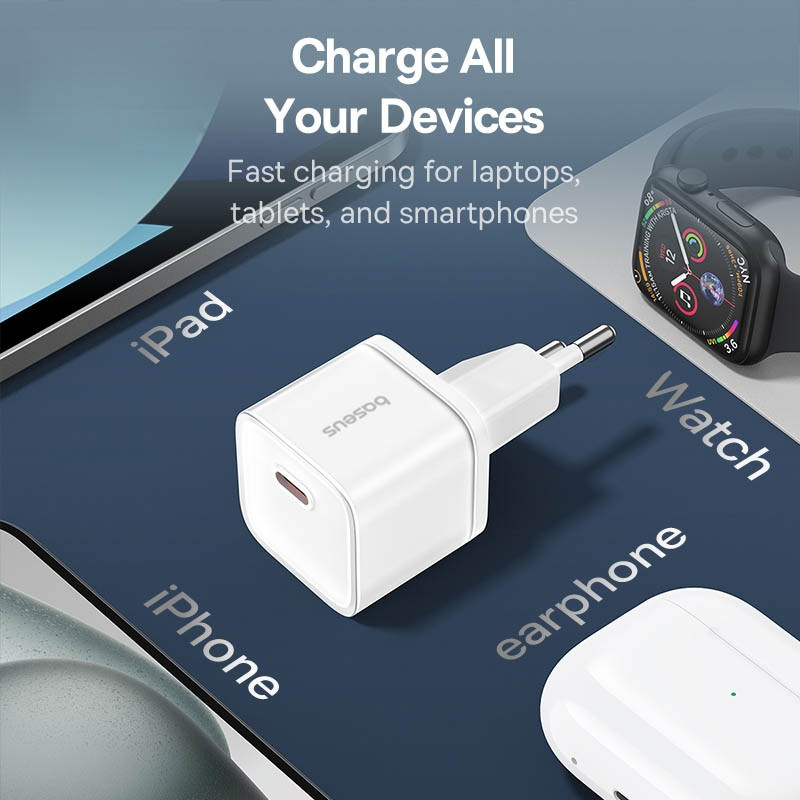 СЗУ Baseus GaN5S OS 20W (1USB-C) (P10162503) (Moon White) в магазине vchehle.ua