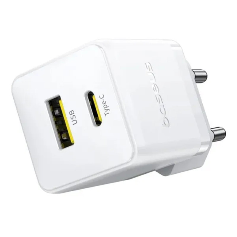 Фото МЗП Baseus Palm Fast Charger 20W (1USB-A/1C) (P10111608) (Moon White) на vchehle.ua