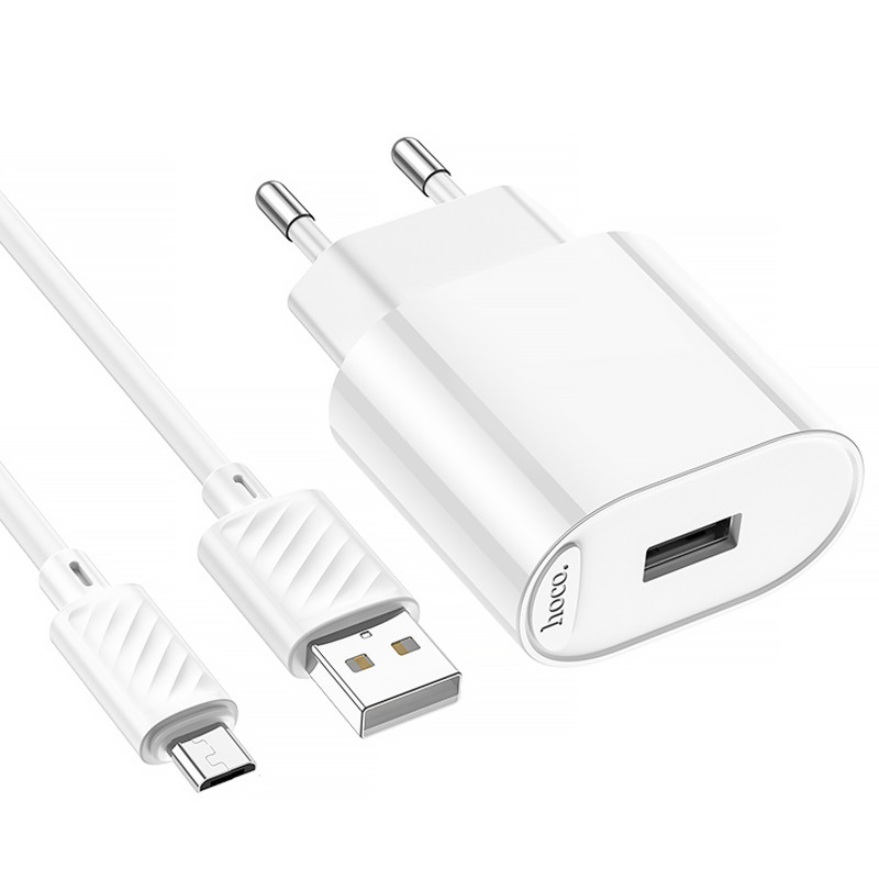 Купити МЗП Hoco C109A Fighter 10.5W (1USB-A) + кабель USB до MicroUSB (White) на vchehle.ua