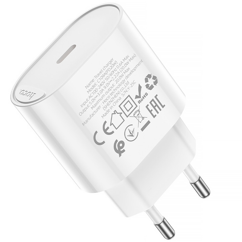 Купити МЗП Hoco C109A Fighter PD20W (1USB-C) (White) на vchehle.ua
