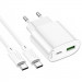 Купить СЗУ Hoco C109A Fighter PD20W+QC3.0 (1USB-A/1C) + кабель Type-C to Type-C (White) на vchehle.ua