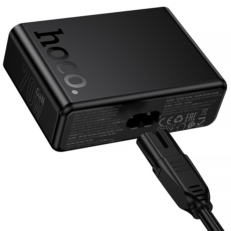 Заказать СЗУ Hoco C152A Modern PD70W 6in1 (5USB-C и 1USB-A) (Black) на vchehle.ua