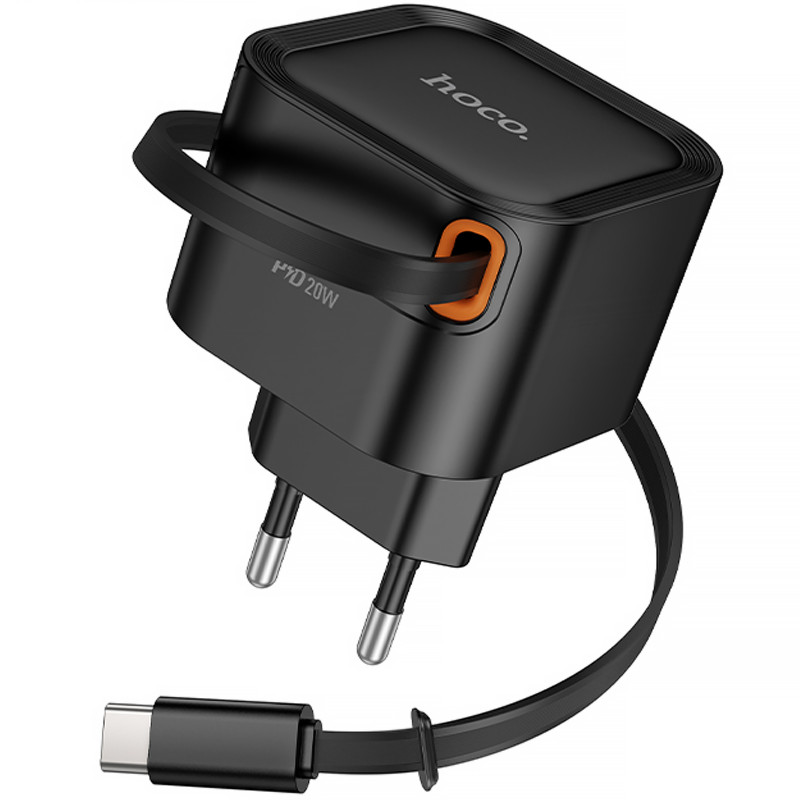 Фото МЗП Hoco C153A Changer With Retractable Cable Type-C PD20W (Black) в маназині vchehle.ua