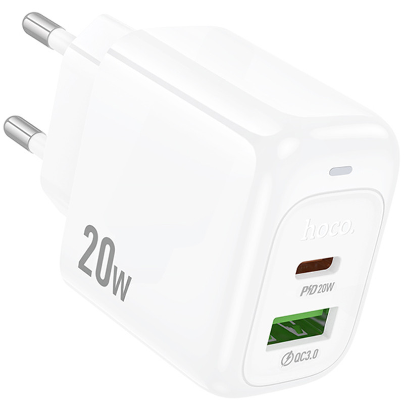 МЗП Hoco CS54A Surplus PD20W+QC3.0 (1USB-A/1C) (White) в магазині vchehle.ua