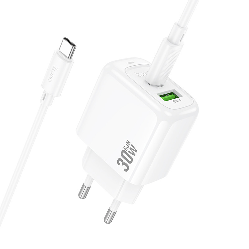 Купити МЗП HHoco CS55A Surplus PD30W+QC3.0 (1USB-A/1C) + кабель Type-C to Type-C (White) на vchehle.ua