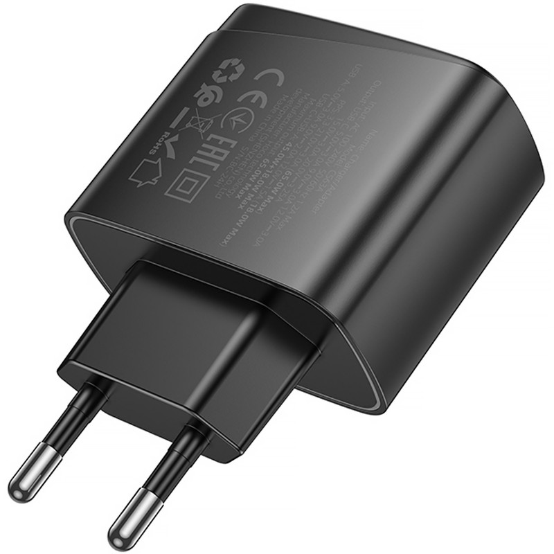 Купить СЗУ Hoco CS63A Bright PD65W+QC3.0 (1USB-A/1C) (Black) на vchehle.ua
