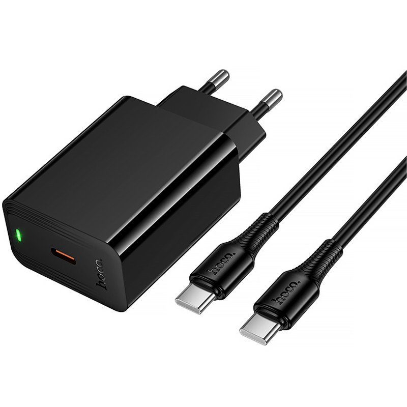 Фото СЗУ Hoco CS93A Leader PD20W (1USB-C) + кабель Type-C to Type-C (Black) в магазине vchehle.ua