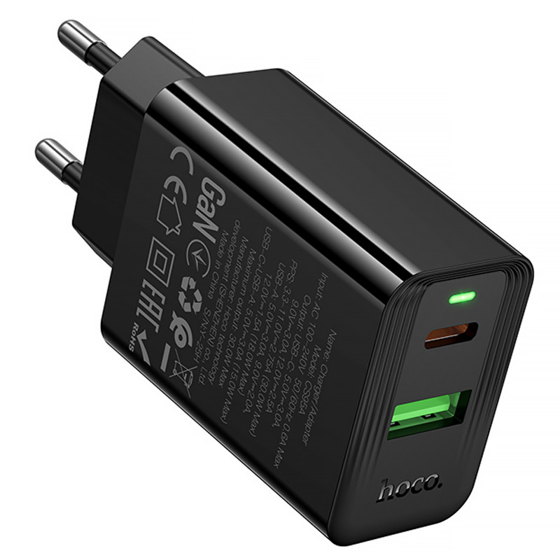 Купить СЗУ Hoco CS95A Leader PD30W+QC3.0 (1USB-A/1C) (Black) на vchehle.ua