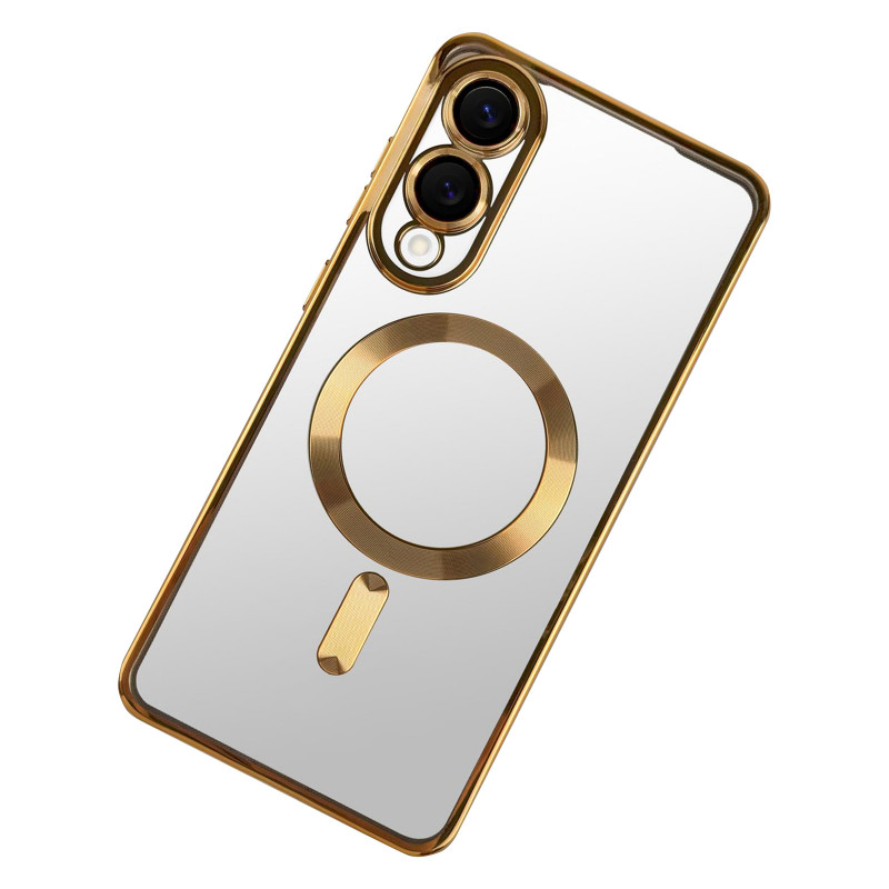 Фото TPU чохол Fibra Chrome with Magnetic safe на Samsung Galaxy S25 Edge (Gold) на vchehle.ua