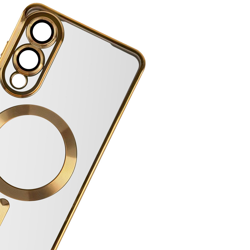 Фото TPU чохол Fibra Chrome with Magnetic safe на Samsung Galaxy S25 Edge (Gold) в маназині vchehle.ua