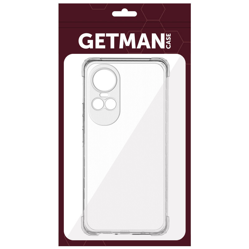 Фото TPU чехол GETMAN Ease logo усиленные углы Full Camera для Oppo Reno 10 / 10 Pro (Бесцветный (прозрачный)) в магазине vchehle.ua