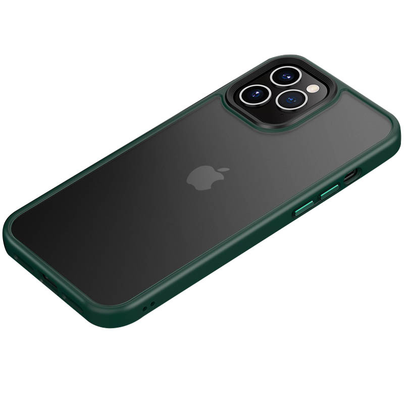 TPU+PC чохол Metal Buttons на Apple iPhone 12 Pro / 12 (6.1") (Зелений / Dark Green)