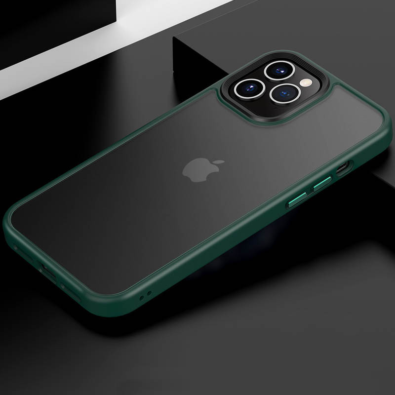 Фото TPU+PC чохол Metal Buttons на Apple iPhone 12 Pro / 12 (6.1") (Зелений / Dark Green) на vchehle.ua