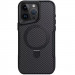 Фото TPU+PC чехол Metal Buttons with Magnetic Safe Carbon Ring для Apple iPhone 16 Pro Max (6.9") (Черный) на vchehle.ua