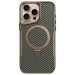 TPU+PC чехол Metal Buttons with Magnetic Safe Carbon Ring для Apple iPhone 16 Pro Max (6.9") (Золотой)