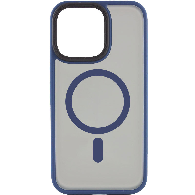 TPU+PC чехол Metal Buttons with Magnetic Safe для Apple iPhone 15 Pro (6.1") (Синий / Navy Blue)