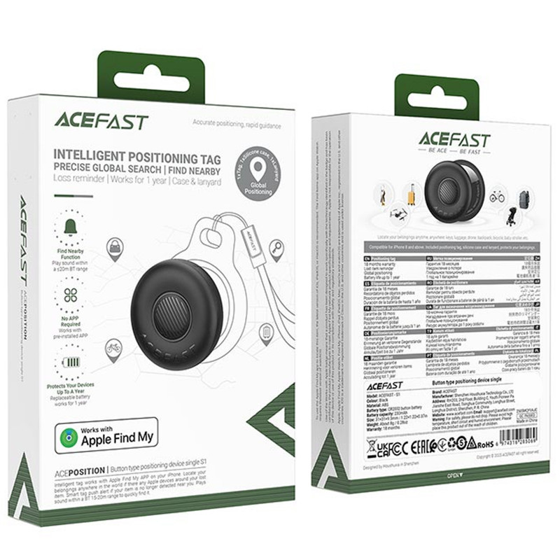 Фото Трекер Acefast S1 Findy 230 mAh (Black) на vchehle.ua