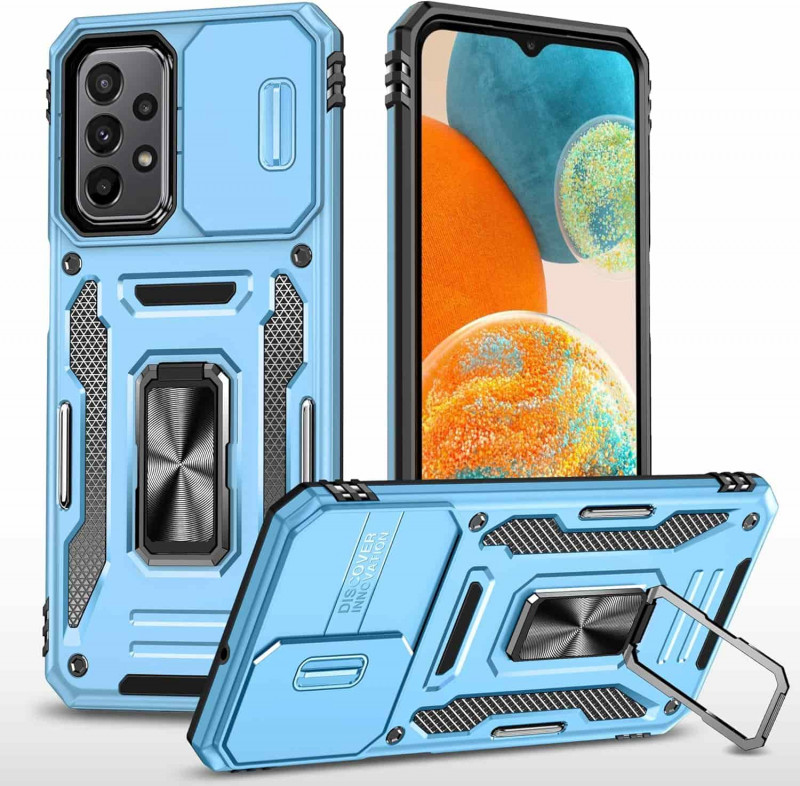 Ударопрочный чехол Camshield Army Ring для Samsung Galaxy A13 4G / A04s (Голубой / Light Blue)