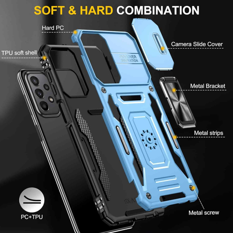 Фото Ударопрочный чехол Camshield Army Ring для Samsung Galaxy A13 4G / A04s (Голубой / Light Blue) в магазине vchehle.ua