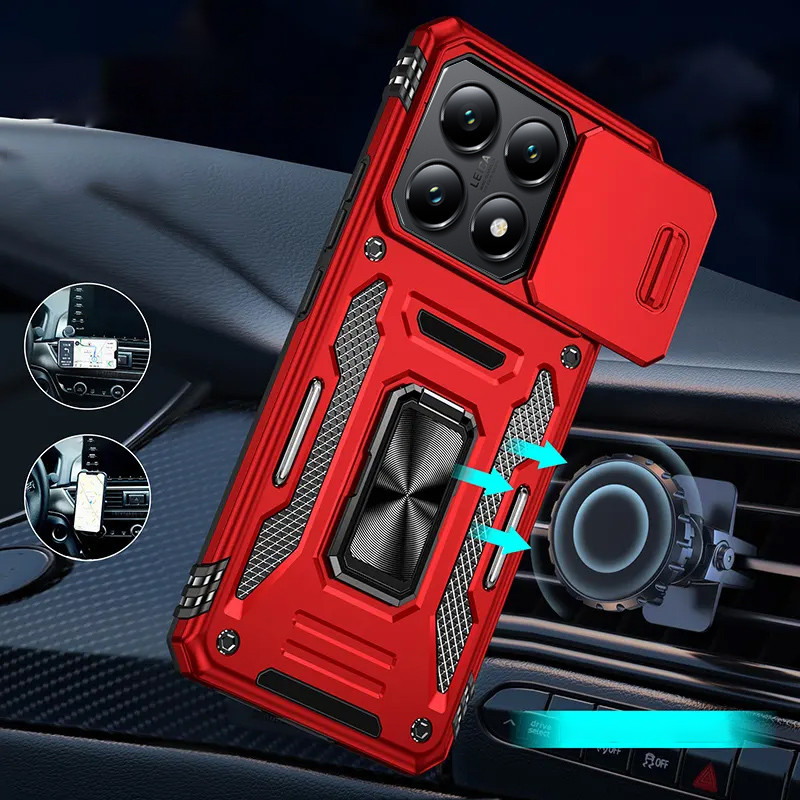 Фото Удароміцний чохол Camshield Army Ring на Xiaomi 14T Pro (Червоний / Red) на vchehle.ua
