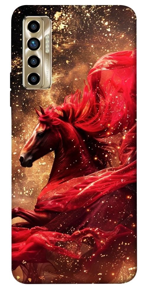 Чехол Red sparkles Horse для TECNO Camon 17P