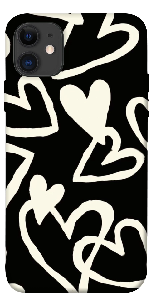 Чехол Black and white hearts для iPhone 11