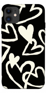Чехол Black and white hearts для iPhone 11