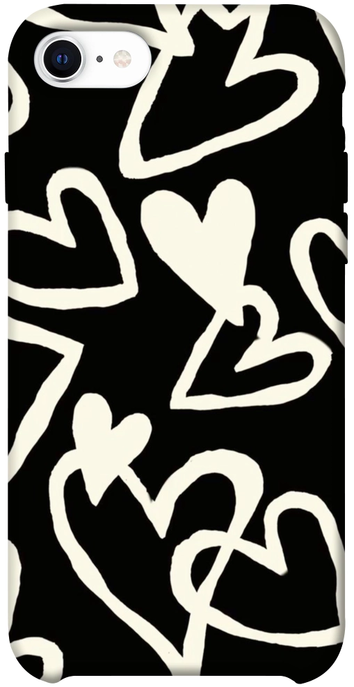 Чехол Black and white hearts для iPhone SE (2020)