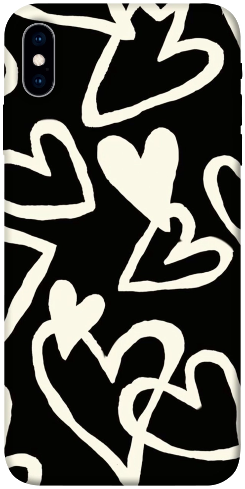 Чехол Black and white hearts для iPhone X