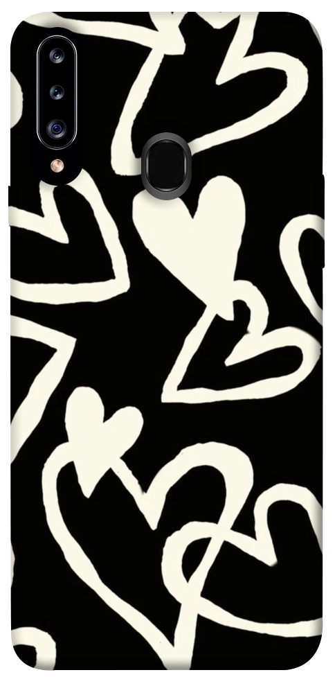 Чехол Black and white hearts для Galaxy A20s (2019)