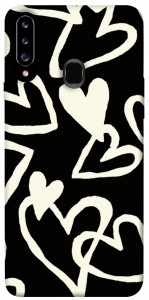 Чехол Black and white hearts для Galaxy A20s (2019)