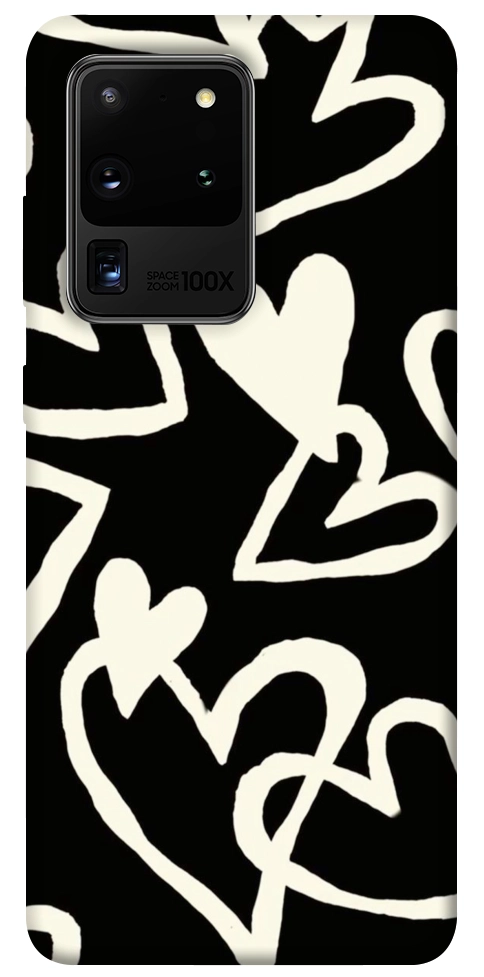 Чехол Black and white hearts для Galaxy S20 Ultra (2020)