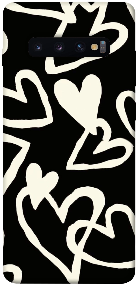 Чехол Black and white hearts для Galaxy S10 Plus (2019)