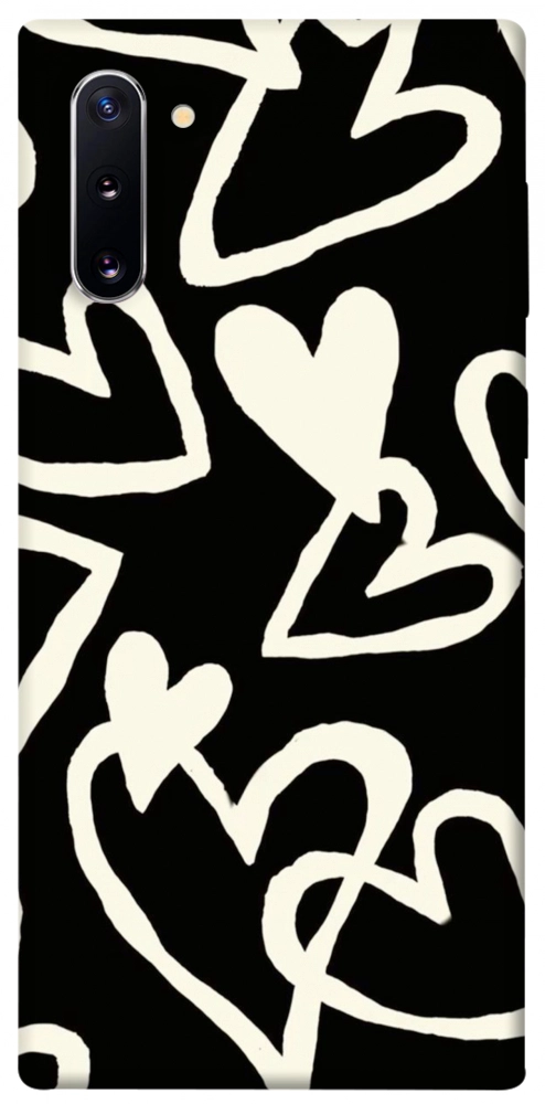Чехол Black and white hearts для Galaxy Note 10 (2019)