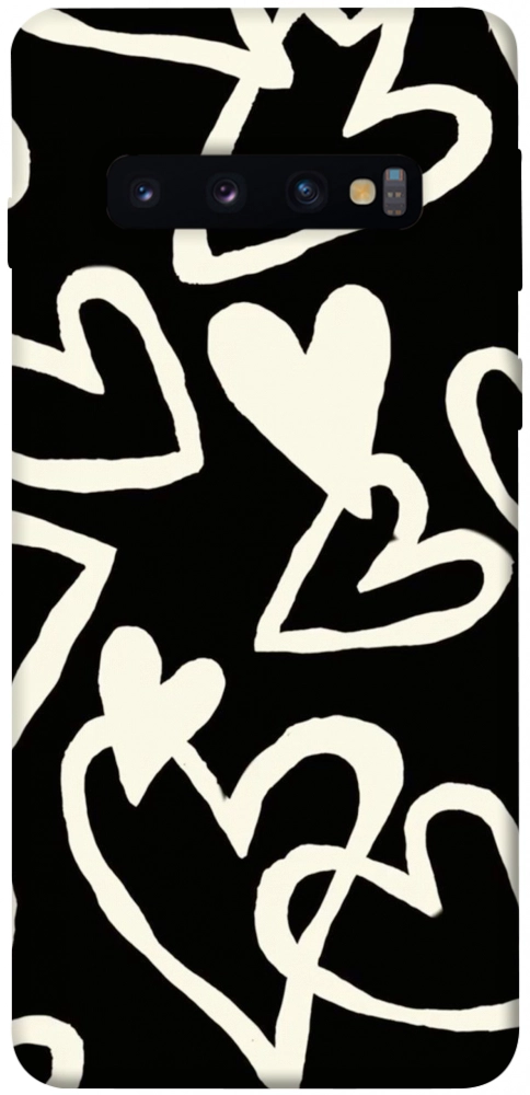 Чехол Black and white hearts для Galaxy S10 (2019)