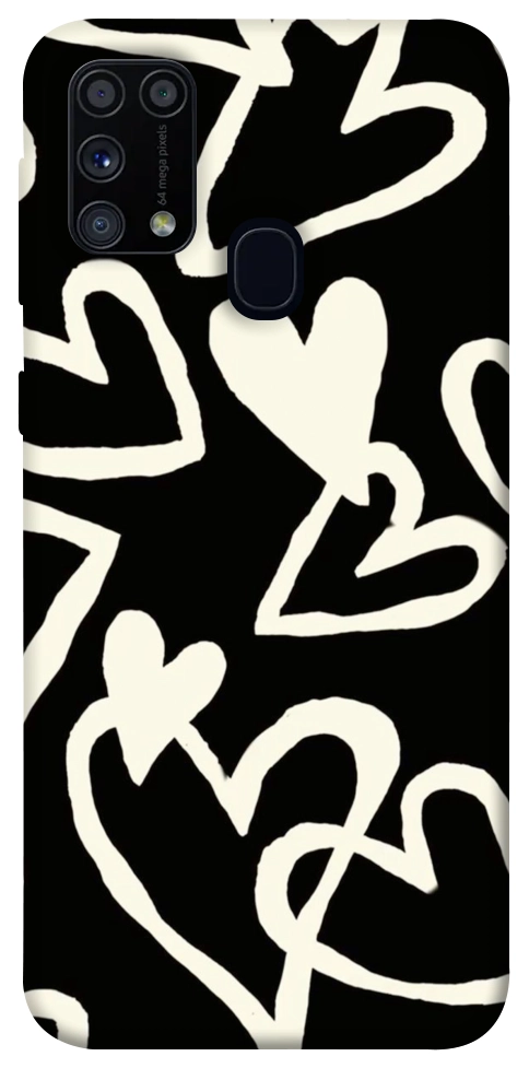 Чохол Black and white hearts для Galaxy M31 (2020)